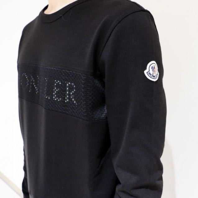 ★最新作★ MONCLER ロンT 長袖Tシャツ Ｌ ブラック ロゴ ワッペン モンクレール スウェット トレーナー 国内正規品 完売品 入手困難の画像1