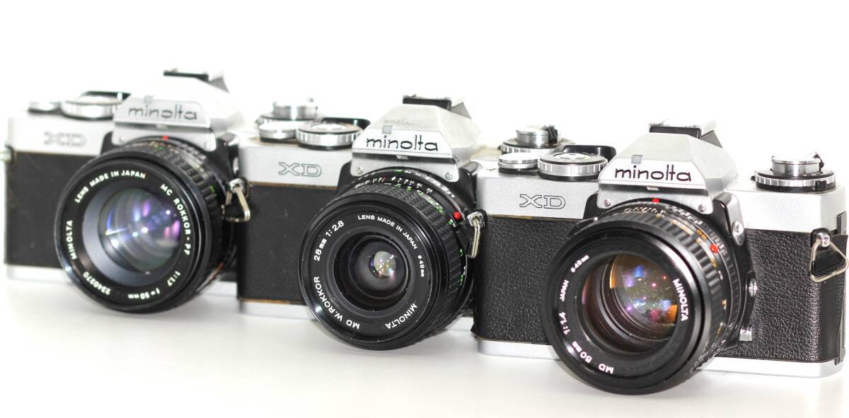 ★良品★ MINOLTA ミノルタ XD ボディ NEW MD 50mm F1.4 MD W.ROKKOR 28mm F2.8 MC ROKKOR-PF 50mm F1.7 ★3個まとめ★_画像1