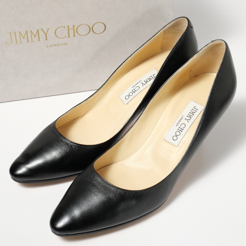 GP3494*イタリア製*JIMMY CHOO ジミーチュウ*レザーパンプス*シューズ*39.5(25.5cm相当)*靴*ブラック_画像1