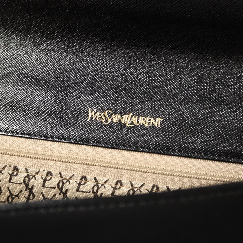 TH1814*イヴサンローラン Yves Saint Laurent*vintage*レザークラッチバッグ*バッグ*YSLロゴ*鞄*ブラック_画像10