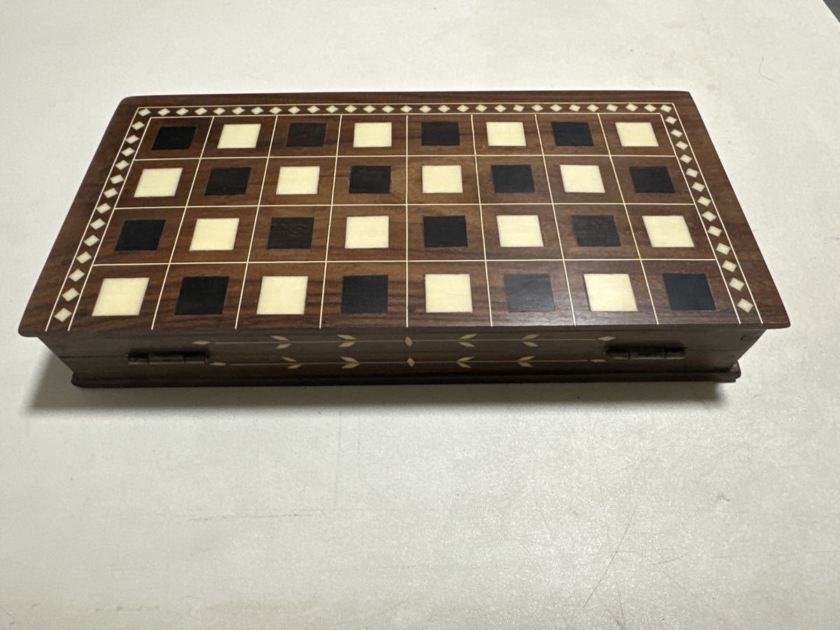 折りたたみチェスセット　マーブル柄木製木彫り！g3_画像1