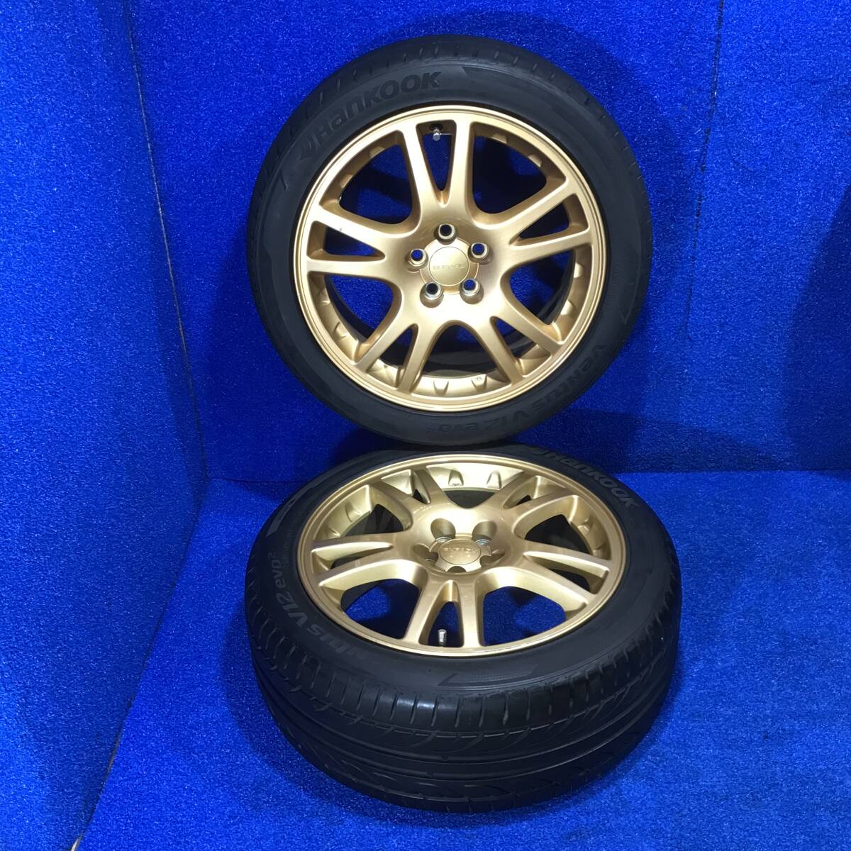 [AK-0014933] スバル インプレッサ WRX STI GDB 前期 丸目 純正 17インチ 7.5J +53 5H100 225/45R17 HANKOOK VENTUS SIM4の画像2