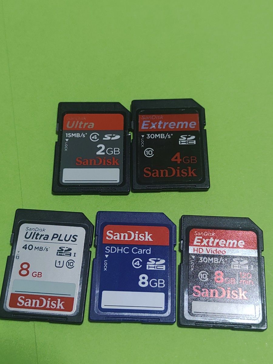 San disk/サンディスク　 SDカード 5枚セット フォーマット済み (2枚追加) 8MB 4MB 2MB