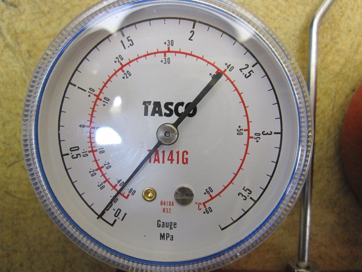 美品 TASCO タスコ イチネン ゲージマニホールド ボールバルブ式 R410A R32 圧力計 エアコン マニホールド 冷媒 空調 ガス補充 充填_画像3