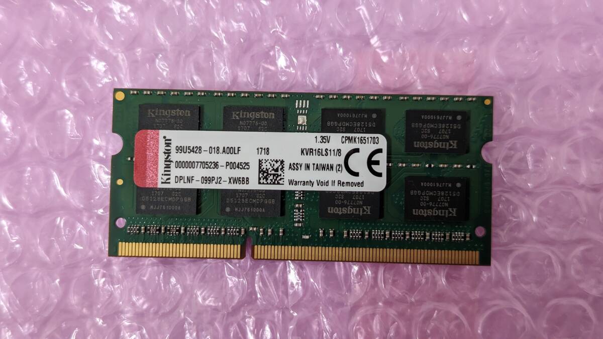 KINGSTON KVR16LS11/8 PC3L-12800 DDR3L-1600 204pin SODIMM 8GB_画像1