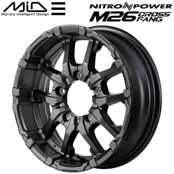 MID NITRO POWER M26 CROSS FANG ホイール1本 バレルブラック/ドリルド 5.5J-16インチ 5穴/PCD139.7 インセット+20_画像1