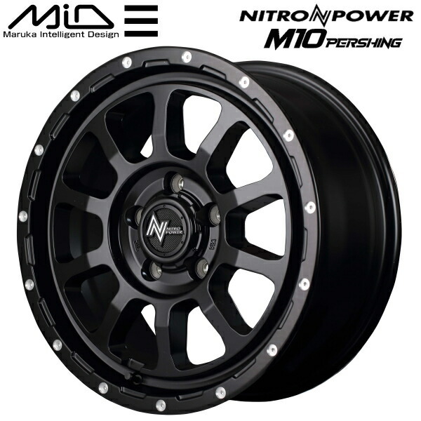 MID NITRO POWER M10 PERSHING S ホイール4本 セミグロスブラック/マシニング 7.0J-17インチ 5穴/PCD114.3 インセット+42_画像1