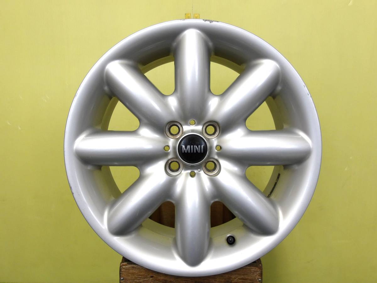 H2275 中古 4本 MINI ミニ 純正 17 x 7J +48 4H 100 シルバー BMW R50 R52 R53 R55 R56 R57 R58 R59_画像2