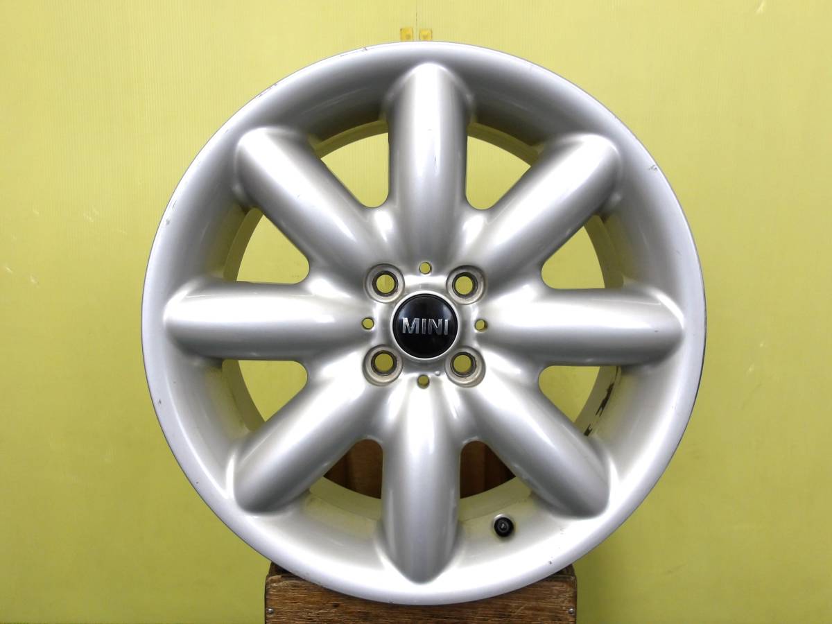 H2275 中古 4本 MINI ミニ 純正 17 x 7J +48 4H 100 シルバー BMW R50 R52 R53 R55 R56 R57 R58 R59_画像4