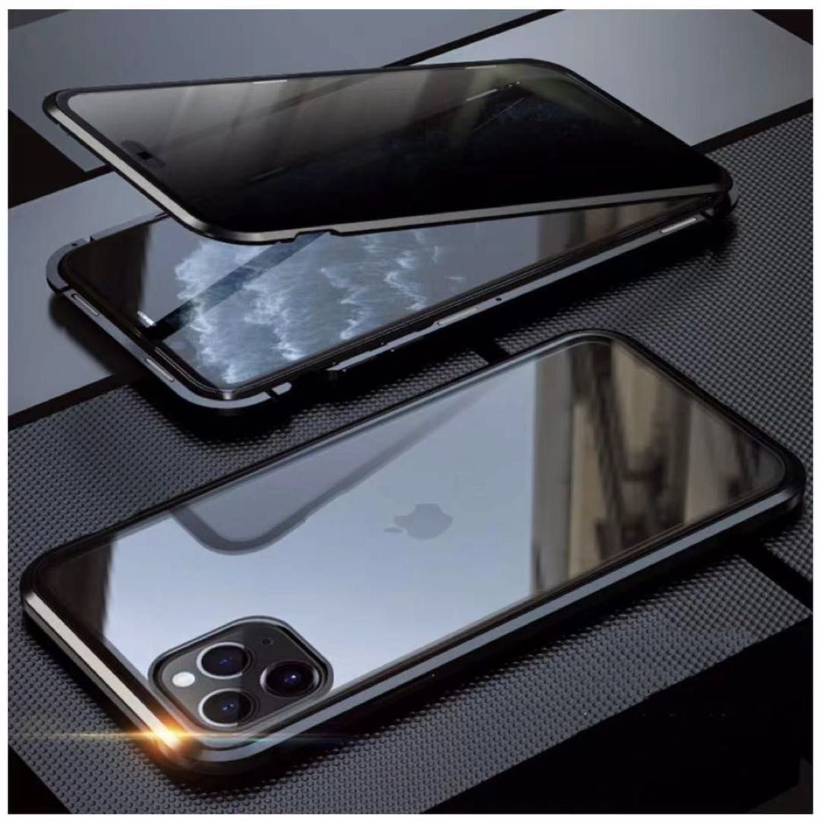 iPhone13ケース iPhone14ケース　覗き見防止　全面保護　マグネット 360度フルカバー　新品 両面強化ガラス 磁気