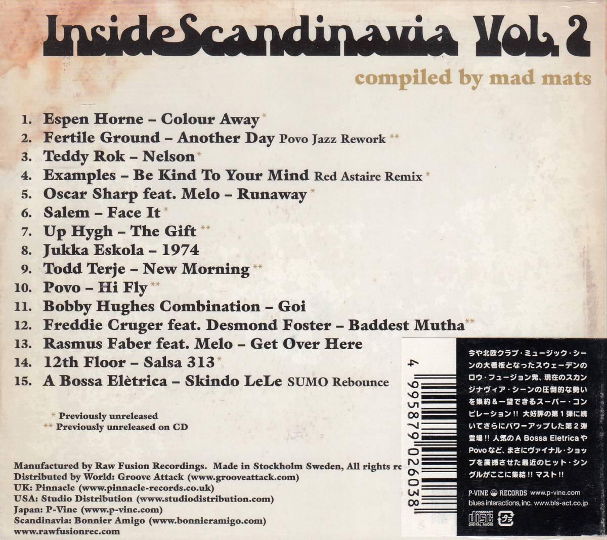 國 VA / Raw Fusion Recordings Presents Inside Scandinavia Vol. 2 未開封◆規(guī)格番號■PCD-2603◆送料無料■即決●交渉有