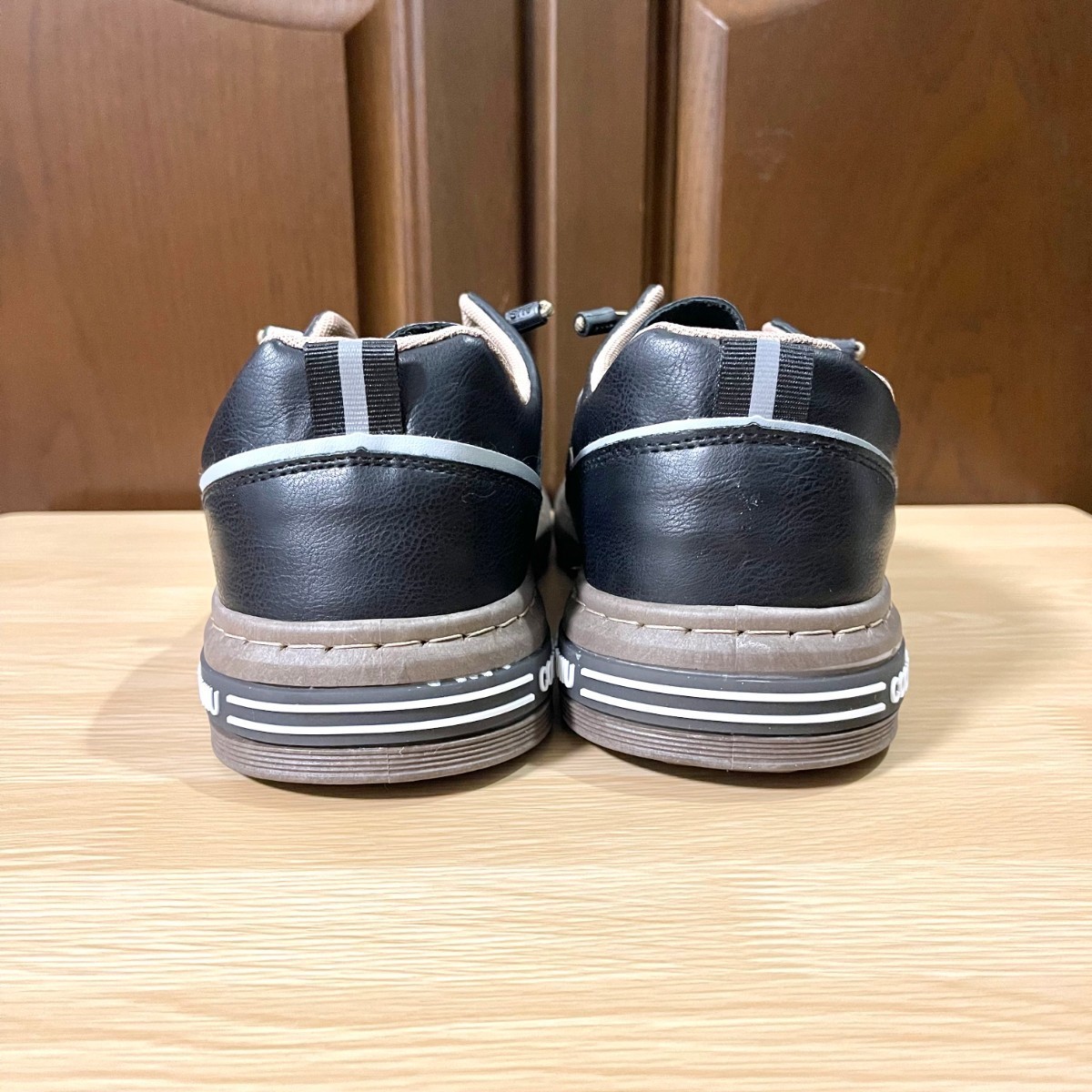 スニーカー メンズ PUレザー フェイクレザー 革靴 カジュアル 歩きやすい ブラック 27.0_画像9