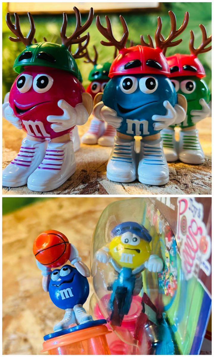 90' vintage M&M's Mini Dispenser PVC Holiday ×9◆ビンテージエム&エムズミニディスペンサークリスマススポーツフィギュアセット◆BMX_画像3