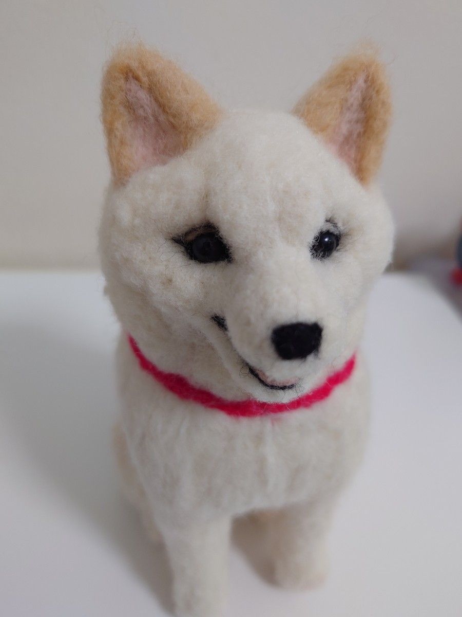 柴犬　羊毛　羊毛フェルト　ハンドメイド　白柴