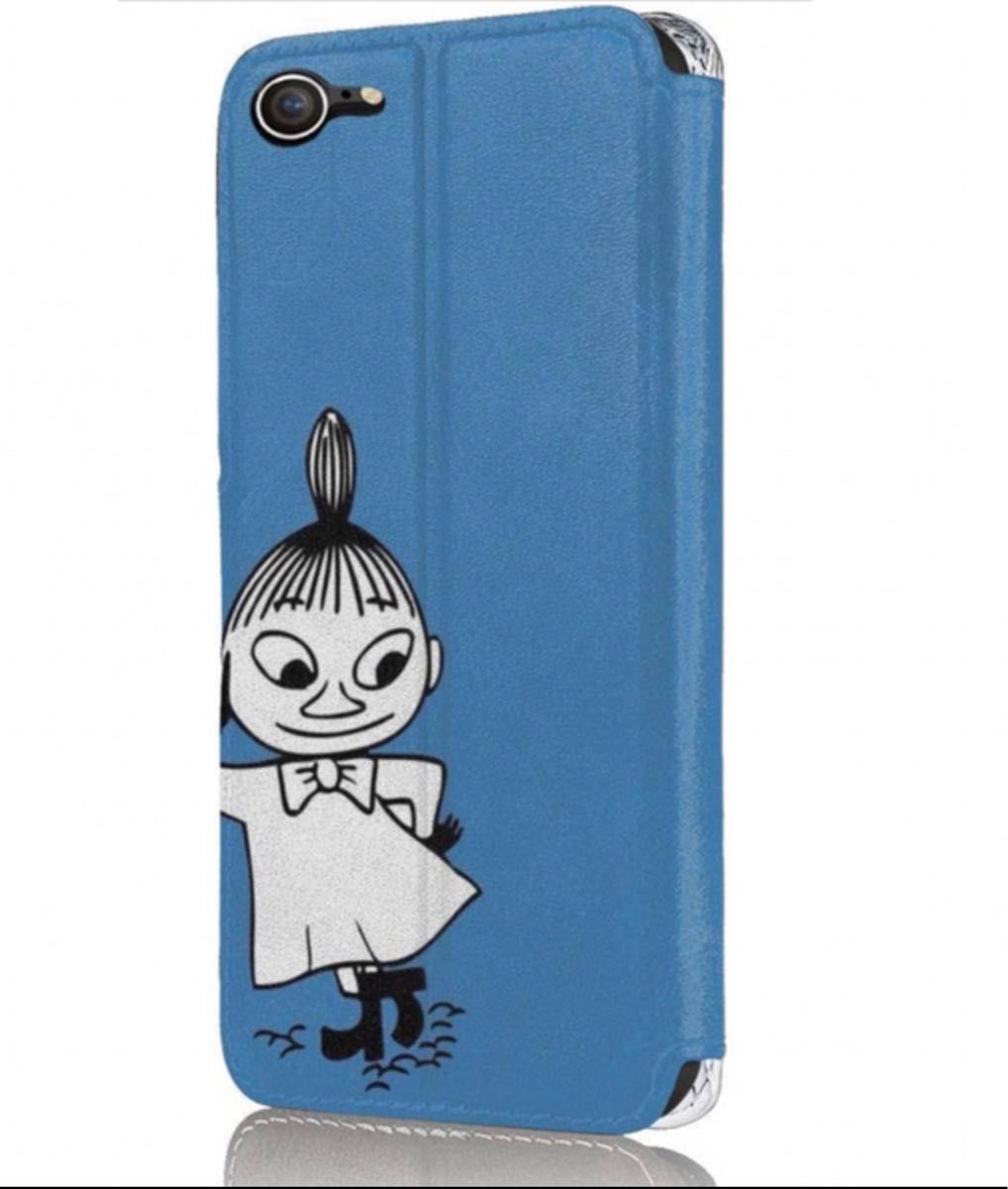 新品!ムーミンiPhone Se iPhone8スマホケース手帳型ブルー