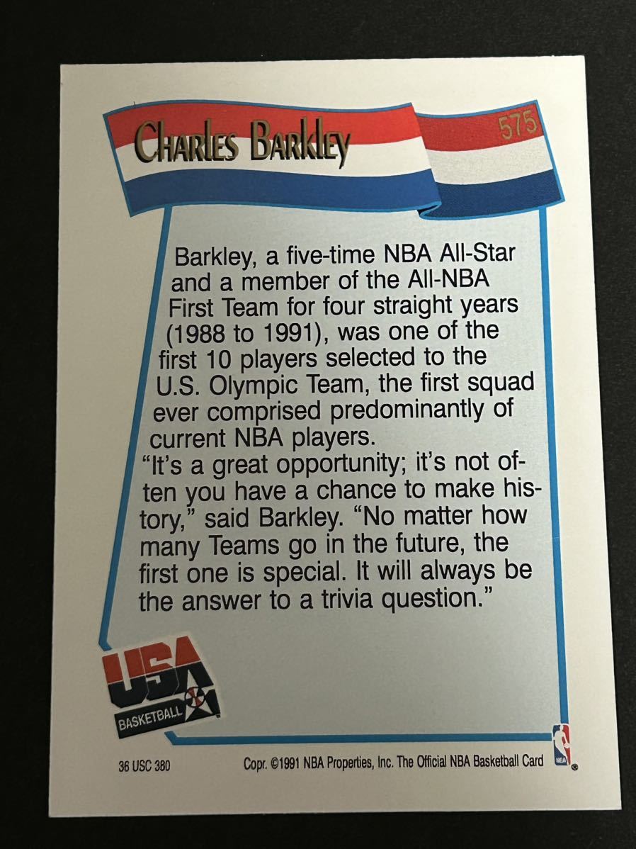 NBA 91-92 HOOPS #575 Charles Barkley 1992 USA DREAM TEAM_画像2