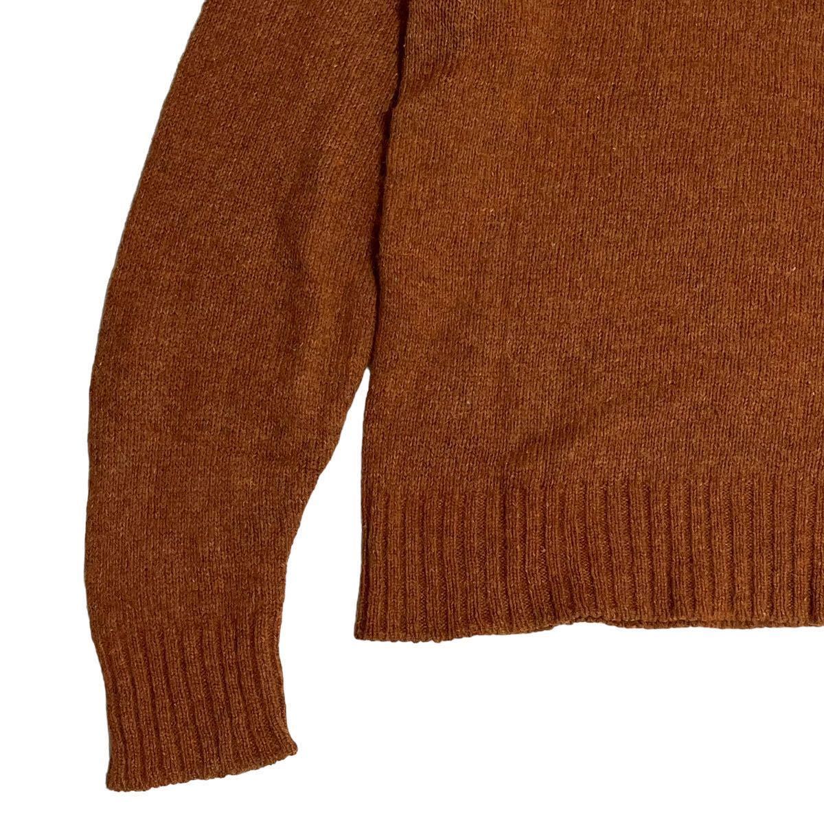 USA製　ニットセーター　vintage 薄手ニット　明るめブラウン　ミックスカラー　クルーネック メンズM_画像10