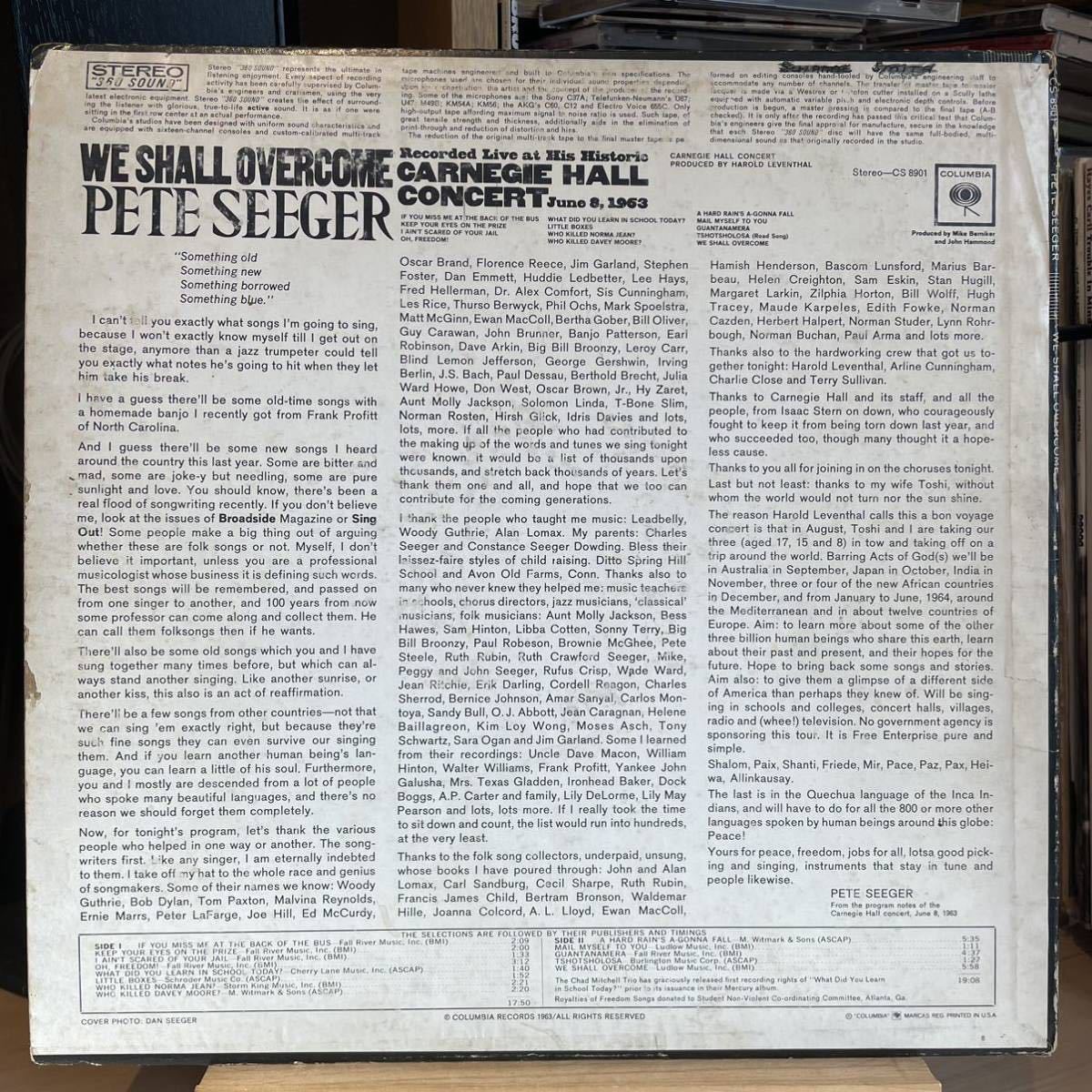 【US盤Org.2Eye】Pete Seeger We Shall Overcome (1963) Columbia CS 8901の画像2