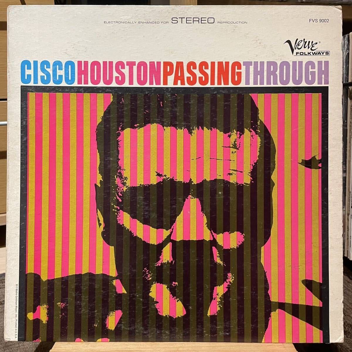 【US盤Org.深溝】Cisco Houston Passing Through (1965) Verve Folkways FVS 9002 Moses Asch録音 Woody Guthrie_画像1
