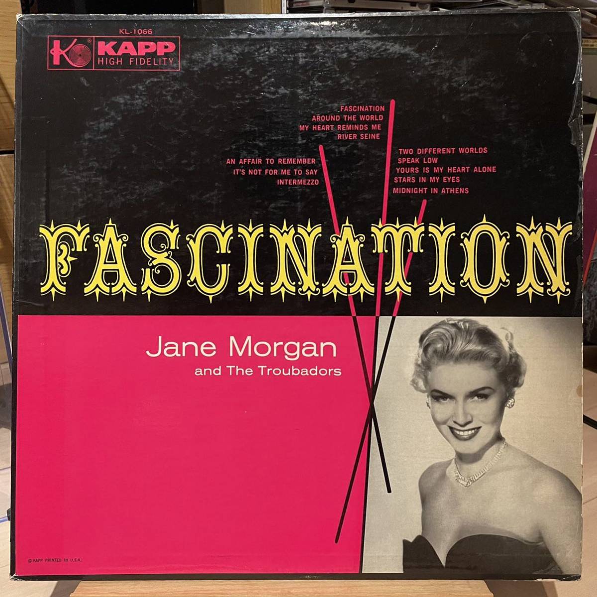 【US盤Mono】 Jane Morgan With The Troubadors Fascination (1960) Kapp Records KL-1066の画像1
