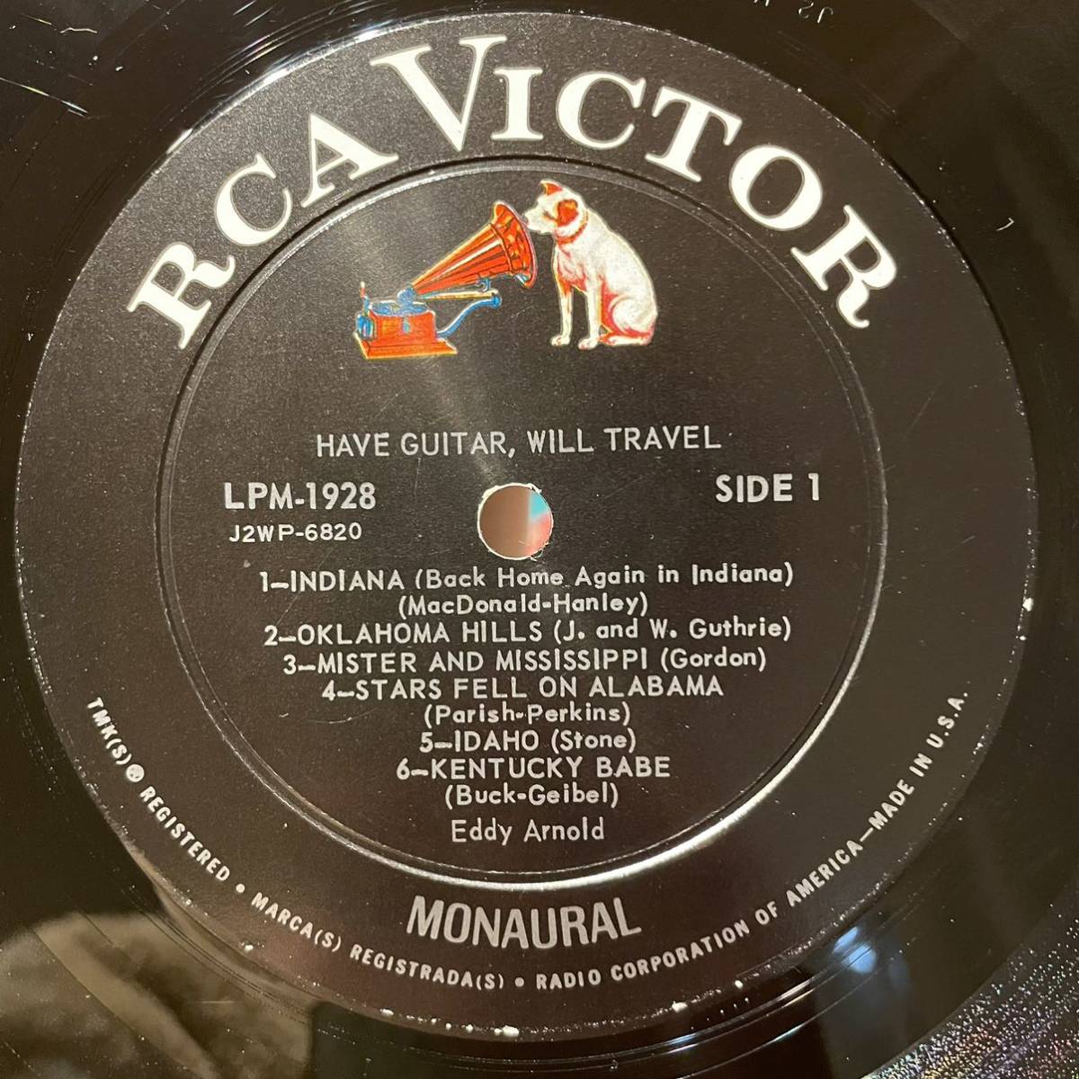 【US盤Org.深溝Mono】Eddy Arnold Have Guitar Will Travel (1959) RCA Victor LPM-1928 美品_画像4