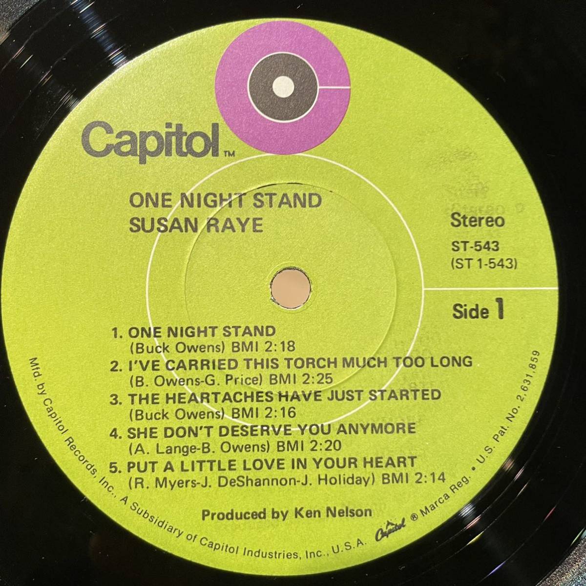 【US盤Org.】Susan Raye One Night Stand (1970) Capitol Records ST-543の画像3