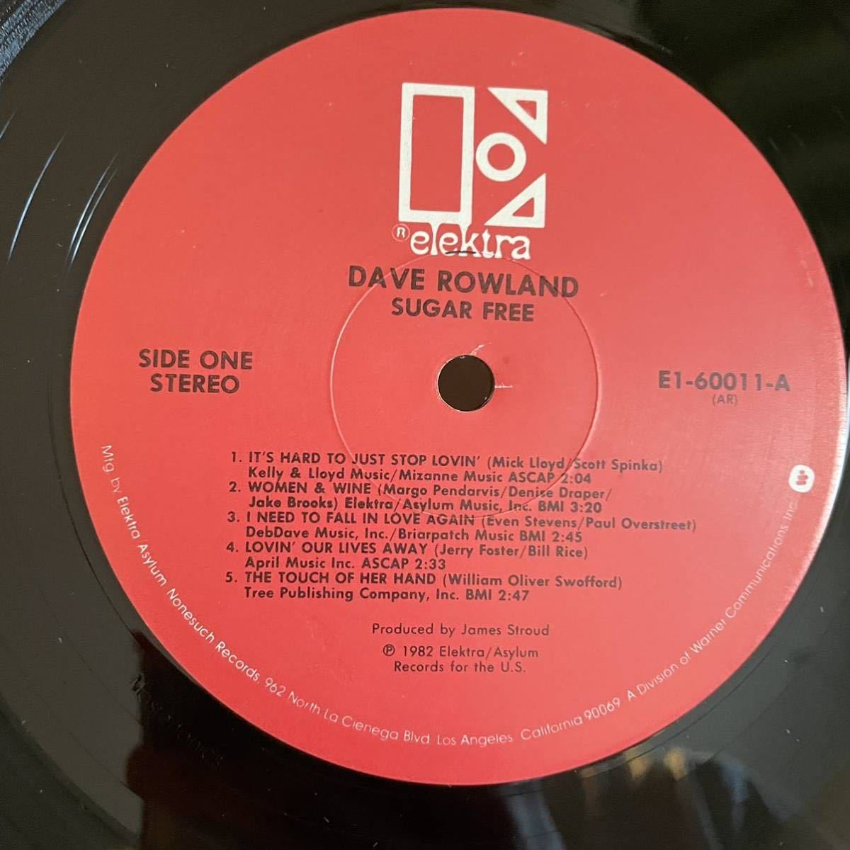 【US盤Org.】Dave Rowland Sugar Free (1982) Elektra E1-60011_画像3