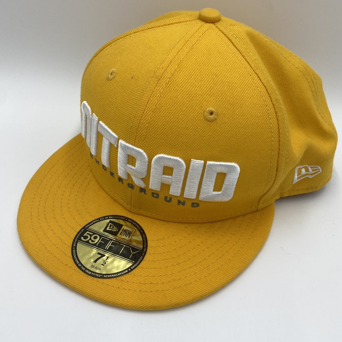 ko0215/20/74 ニューエラ NEW ERA キャップ 59FIFTY 7 1/2(59.6cm) ナイトレイド アンダーグラウンド NITRAID UNDERGROUND イエロー_画像1