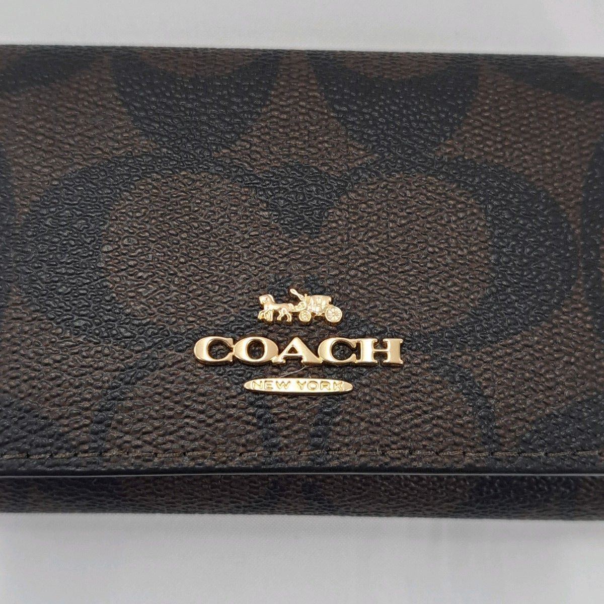 COACH コーチ キーケース　シグネチャー 77998　IMAA8 5連　キーリング　ブラウン×ブラック