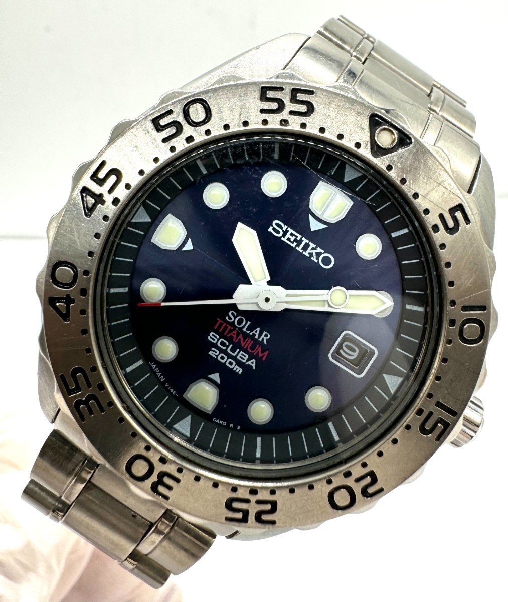 SEIKO セイコー 腕時計 ソーラー スキューバーV145-OAHO Yahoo!オークション - 稼働 良品 セイコー ソーラー V145-0AH0