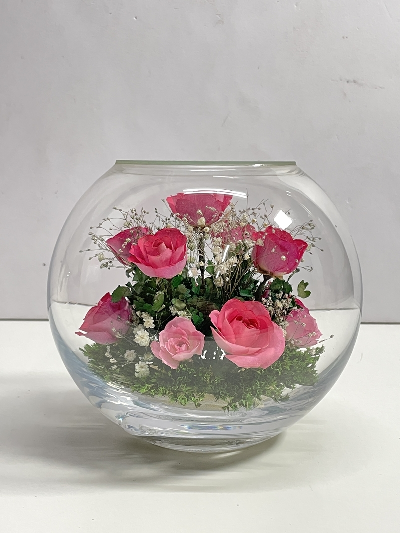 ● コレクター必見 プリザーブドフラワー 薔薇 バラ ガラスケース入り オブジェ 飾り インテリア 置物 飾り コレクション ef419_画像2