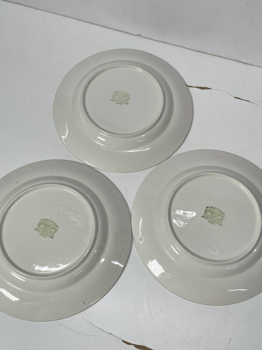 ★コレクター必見 DOUBLEPHOENIX NIKKO IRONSTONE ニッコー プレート 3客 直径18.5㎝ 洋食器 お皿 アンティーク レトロ コレクション N532の画像4