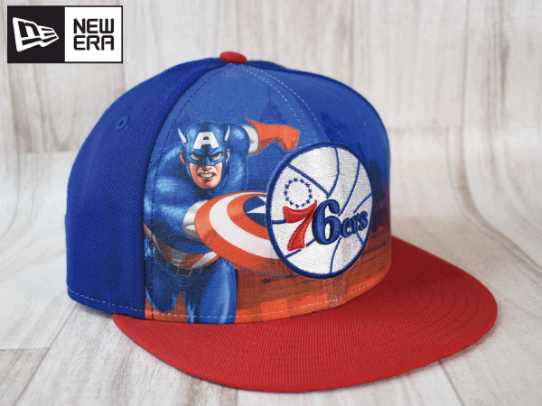 ★未使用品★NEW ERA ニューエラ NBA PHILADELPHIA 76ers MARVEL CAPTAIN AMERICA 59FIFTY 7-1/2 59.6cm キャップ 帽子 オールドモデル A84_画像1