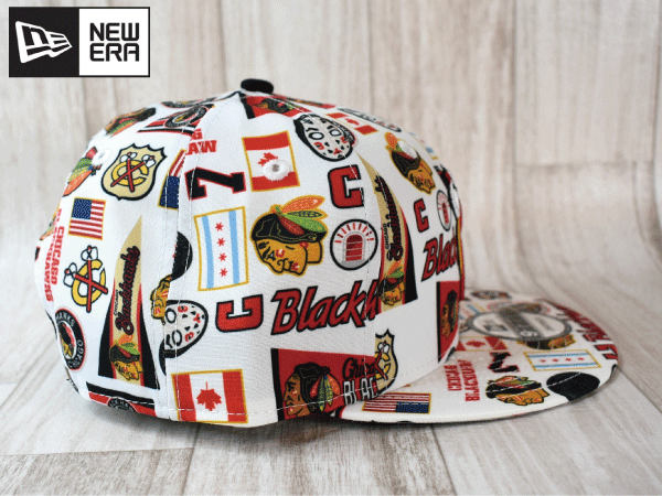 ★未使用品★NEW ERA ニューエラ NHL CHICAGO BLACK HAWKS シカゴ ブラックホークス 9FIFTY フラットバイザー キャップ 帽子 USモデル J35_画像4