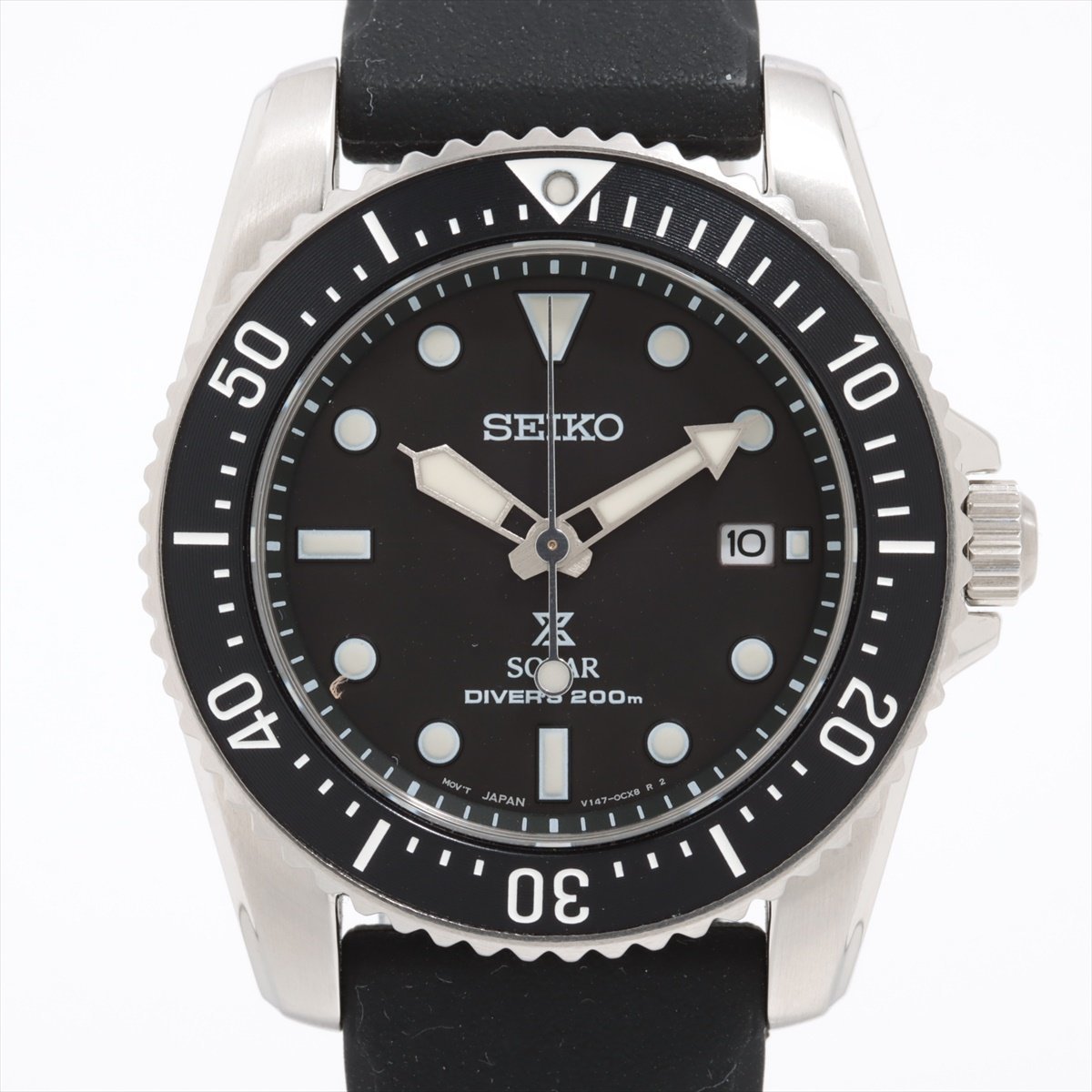 ■ 1円 ～ 中古 美品 参定6.0万■ SEIKO セイコー ■ プロスペックス ダイバーズ V157-0CS0 ■箱保 ソーラー ブラック 黒 SBDN075_画像1