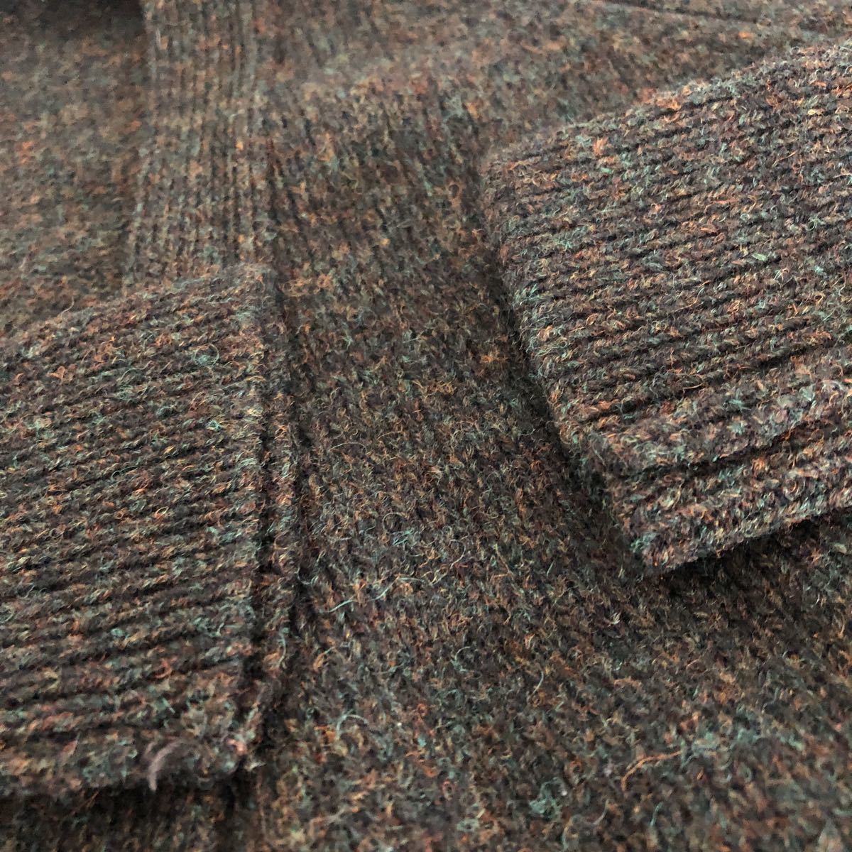 (k) 60s 60年代 Isles knit shetland スコットランド製 42 ニット カーディガン 長袖 茶色 ブラウン 直し跡あり_画像8
