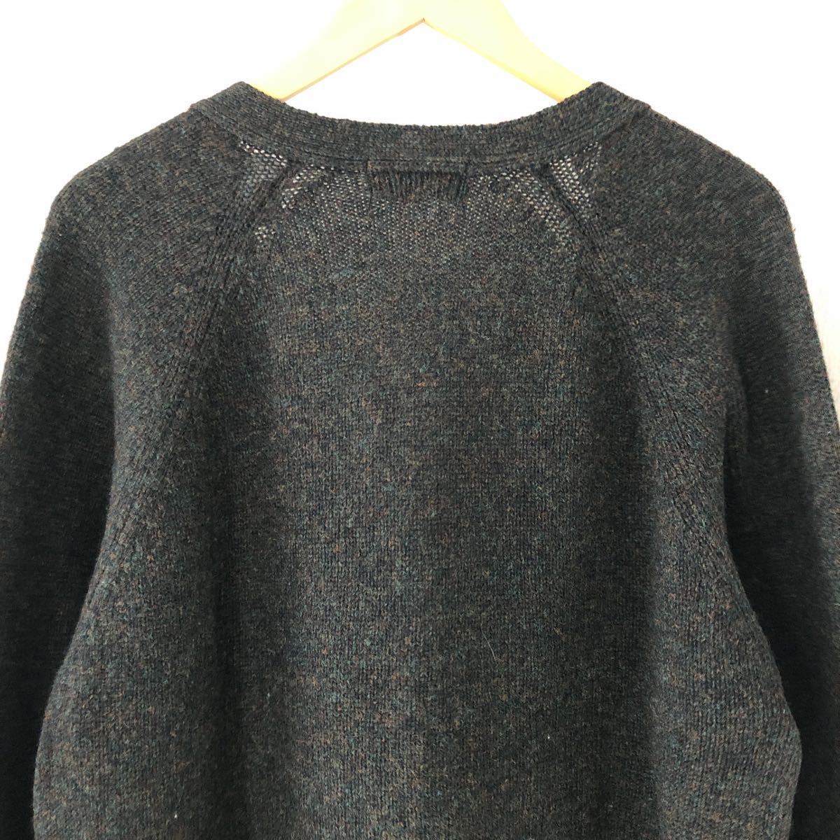 (k) 60s 60年代 Isles knit shetland スコットランド製 42 ニット カーディガン 長袖 茶色 ブラウン 直し跡あり_画像4