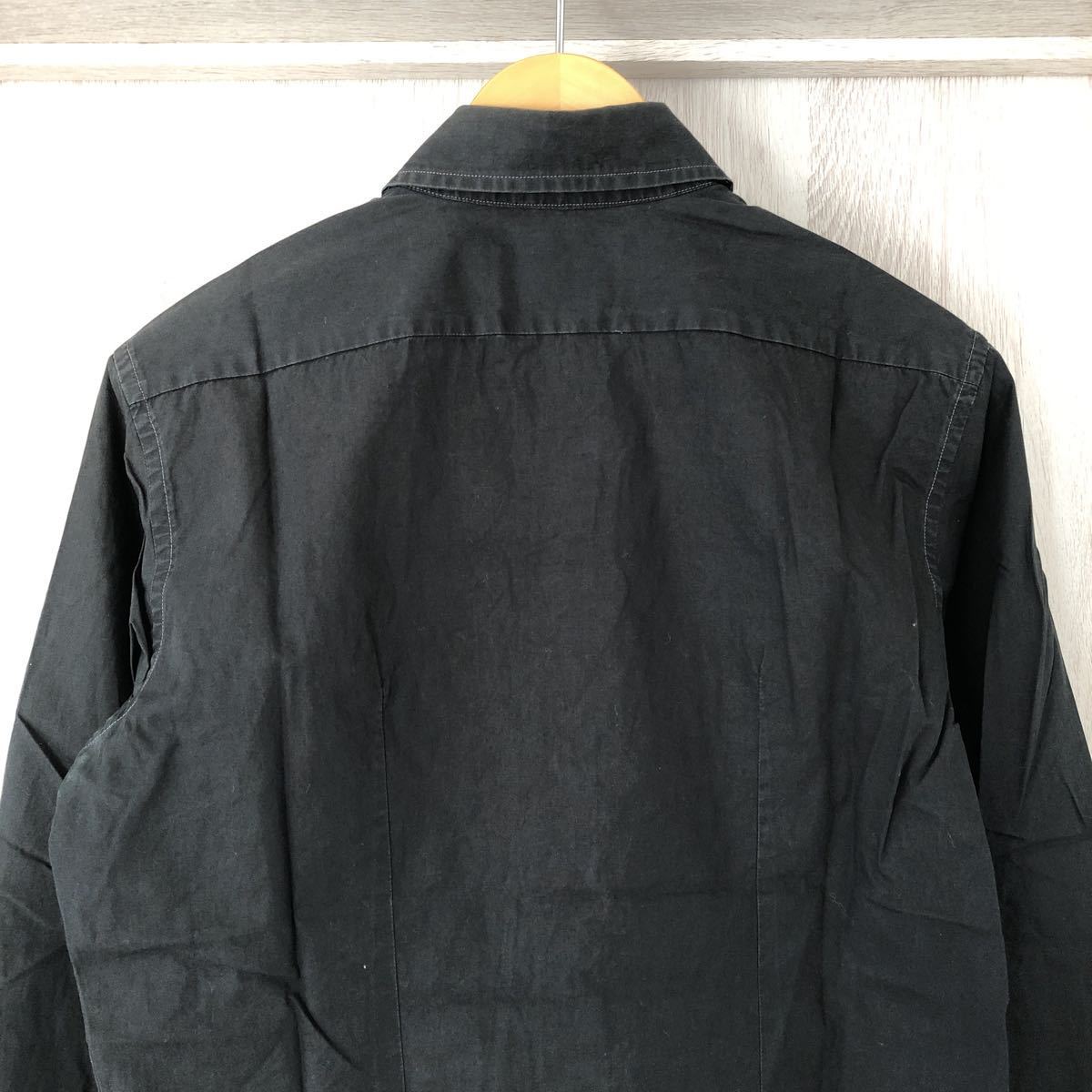 (k) Maison Martin Margiela メゾンマルタンマルジェラ ⑩ 長袖 黒シャツ イタリア製 サイズ1 無地 コットン_画像5