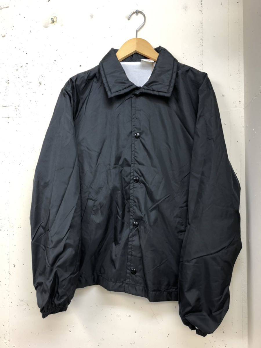 新品 90s年代 THE GREAT LAKES JACKET USA製 ナイロン コーチジャケット 黒 無地 M 珍しい襟に綿入りモデル デッドストックの画像1