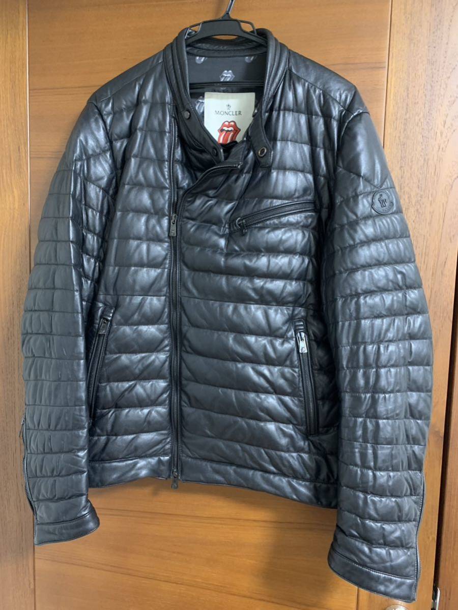 激レア　モンクレール　russel ブラック　4 ローリングストーンズ　レザー　moncler_画像1