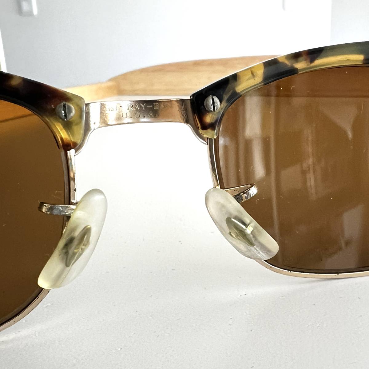 激レア◆Vintage B&L Ray-Ban USA ヴィンテージ ボシュロム社製 レイバン サングラス クラブマスター スクエア イエロートータス  W1483