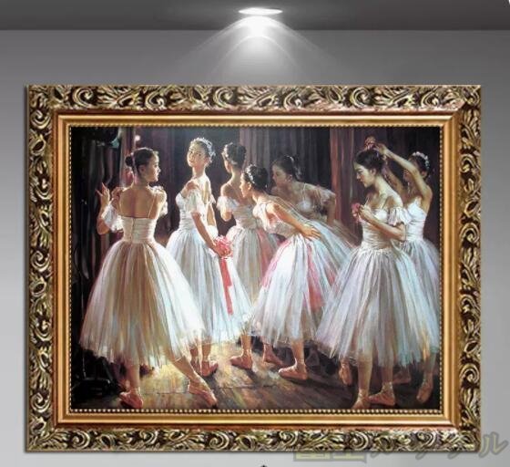 油絵 バレエを踊る女の子 装飾画_画像1