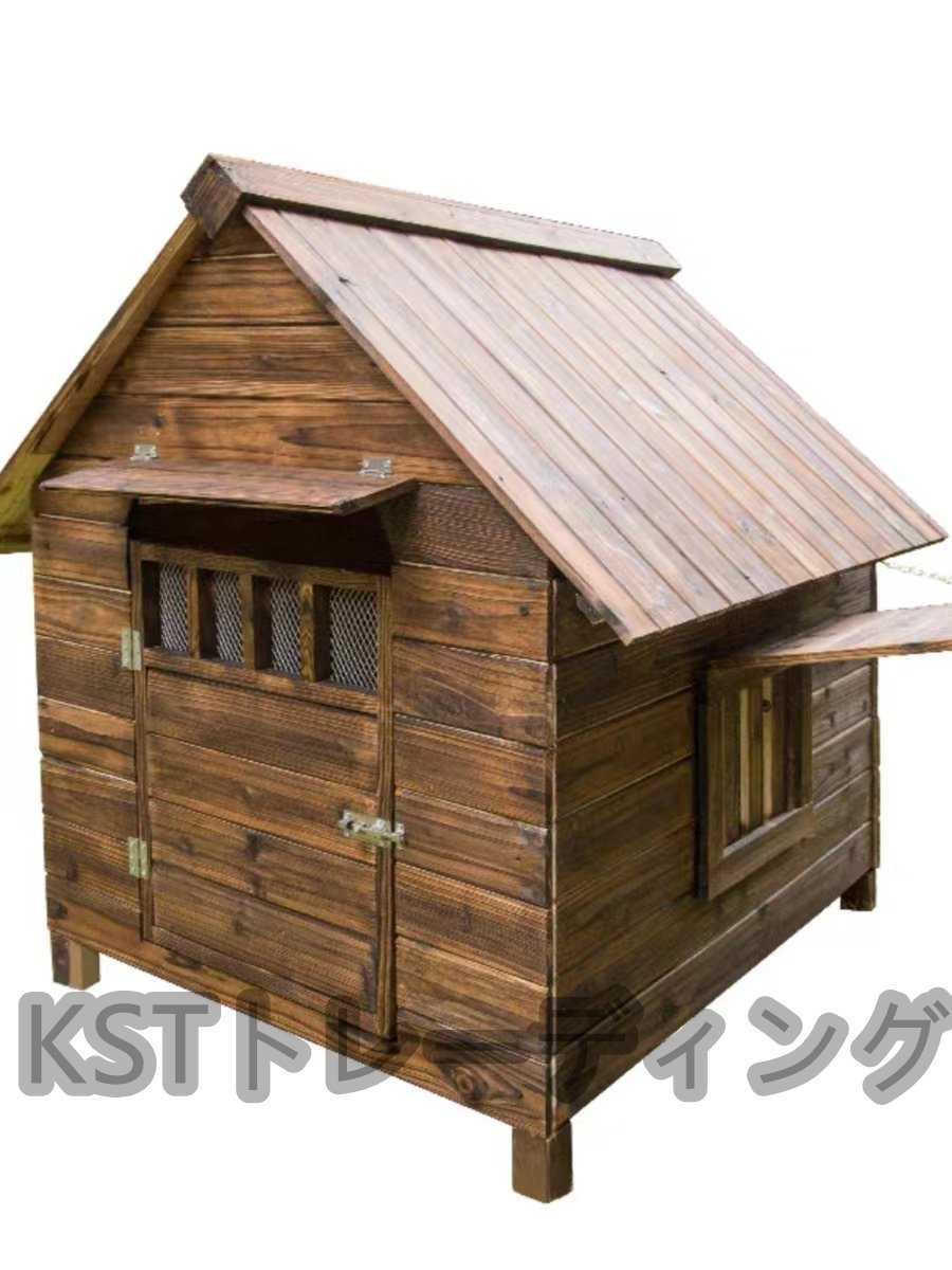 屋外用 耐候性 木製 天然木 犬小屋 ペットハウス ドッグハウス 犬舎 三角屋根 脚付き 小型犬 中型犬 通気性 組み立て 夏は涼しく冬は暖かい_画像3