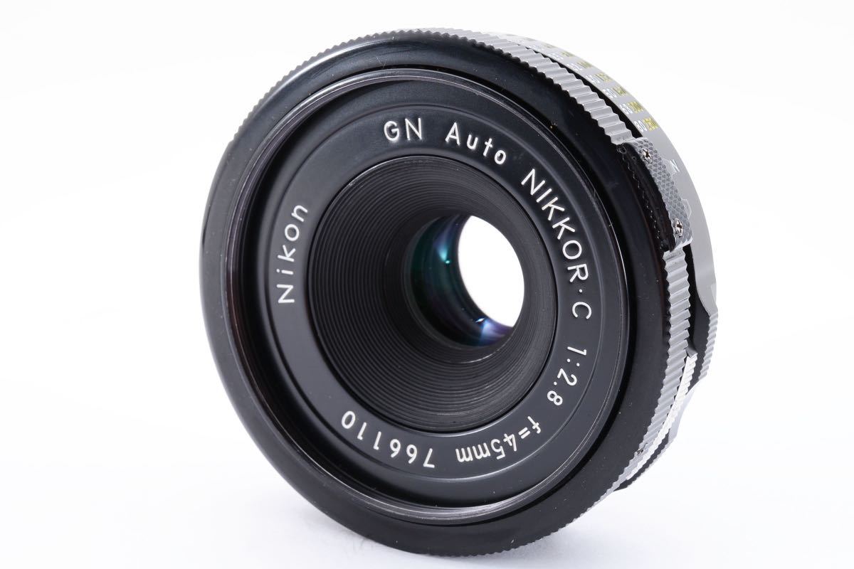 極上品＊Nikon ニコン GN Auto NIKKOR・C 45mm f/2.8 Ai 改造 レンズフード・キャップ付_画像2