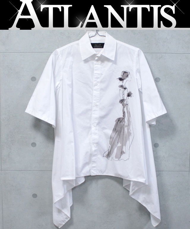 ヨウジヤマモト Yohji Yamamoto コレクションズ ブラウス 半袖シャツ 白 コットン 100% Size:1