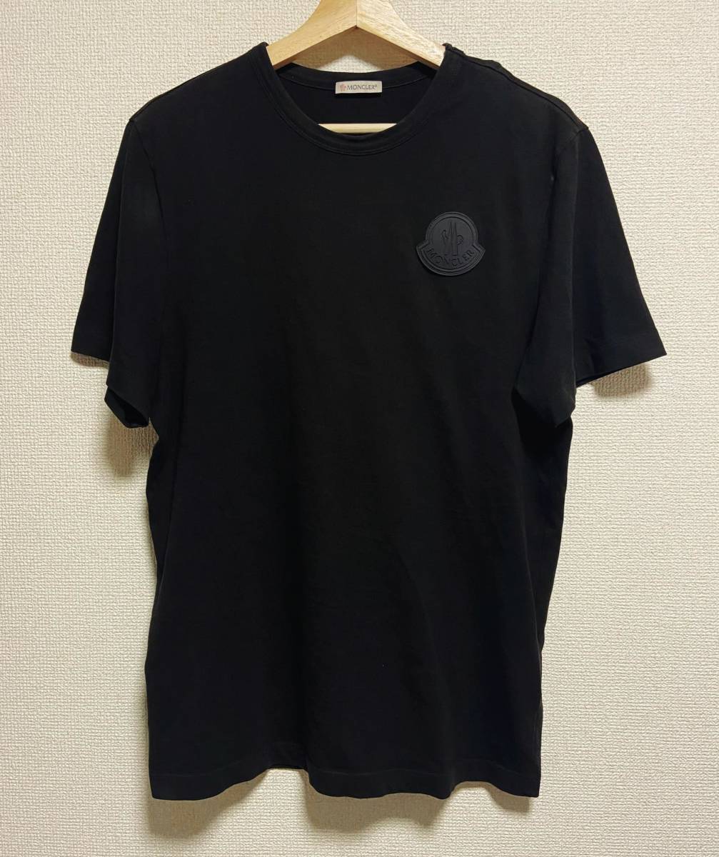 美品 MONCLER モンクレール ビッグ ラバーワッペン Tシャツ サイズS 黒の画像1