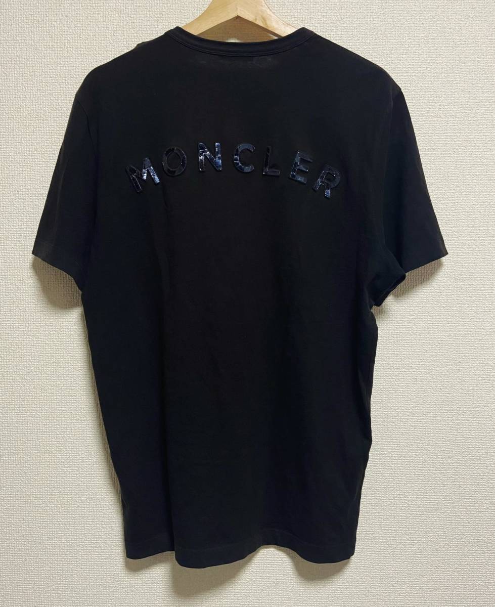 美品 MONCLER モンクレール ビッグ ラバーワッペン Tシャツ サイズS 黒の画像3