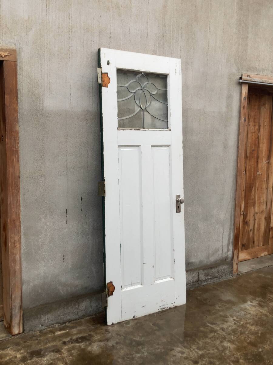 古いステンドグラス窓の木製ドア / イギリス アンティーク/ 古道具 建具 開戸 玄関 ブロカント_画像6