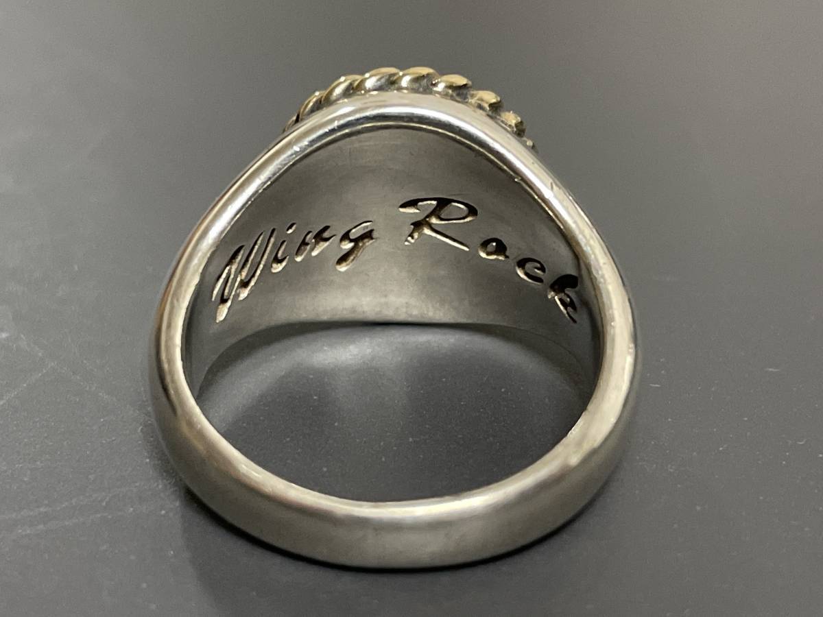 WING ROCK Wing блокировка 18K индеец печатка кольцо "college ring" кольцо K18 SILVER серебряный примерно 19 номер 