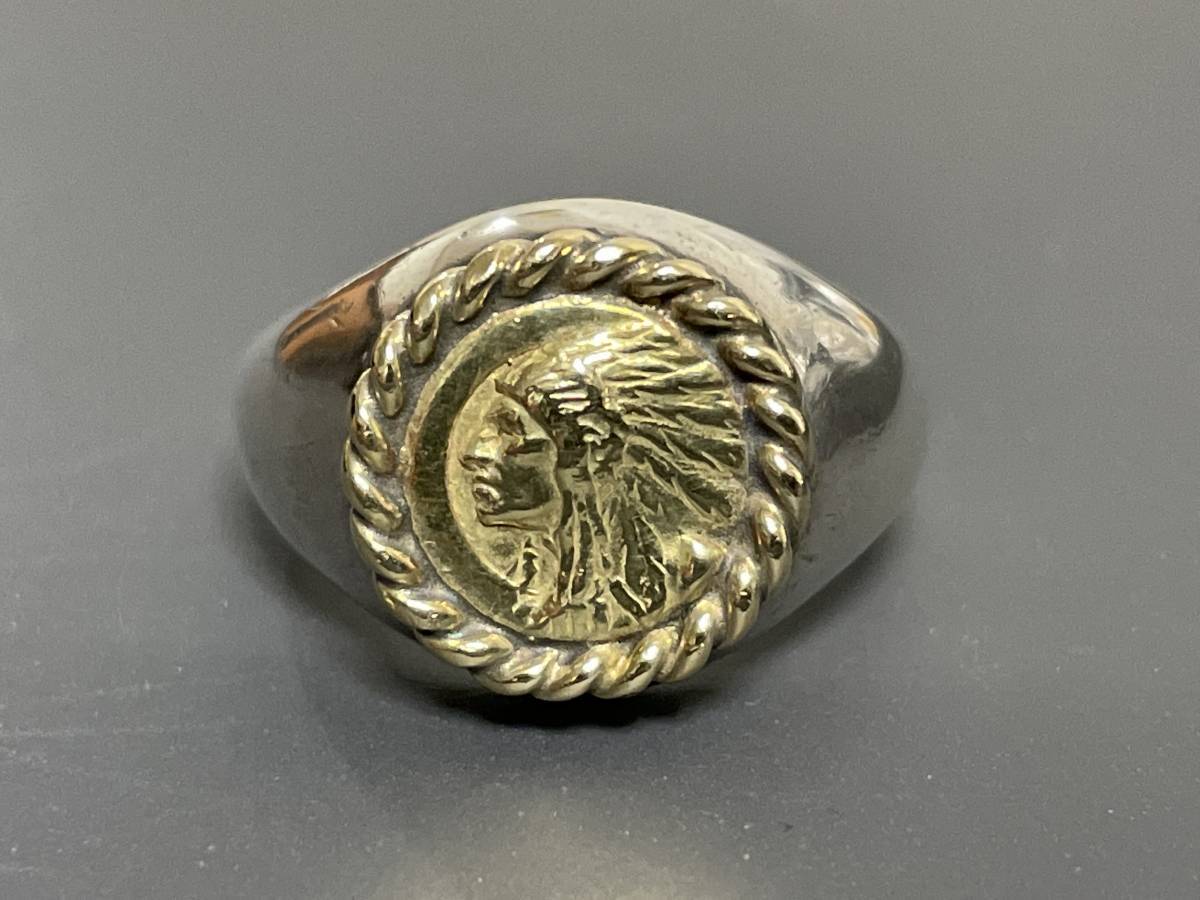 WING ROCK Wing блокировка 18K индеец печатка кольцо "college ring" кольцо K18 SILVER серебряный примерно 19 номер 